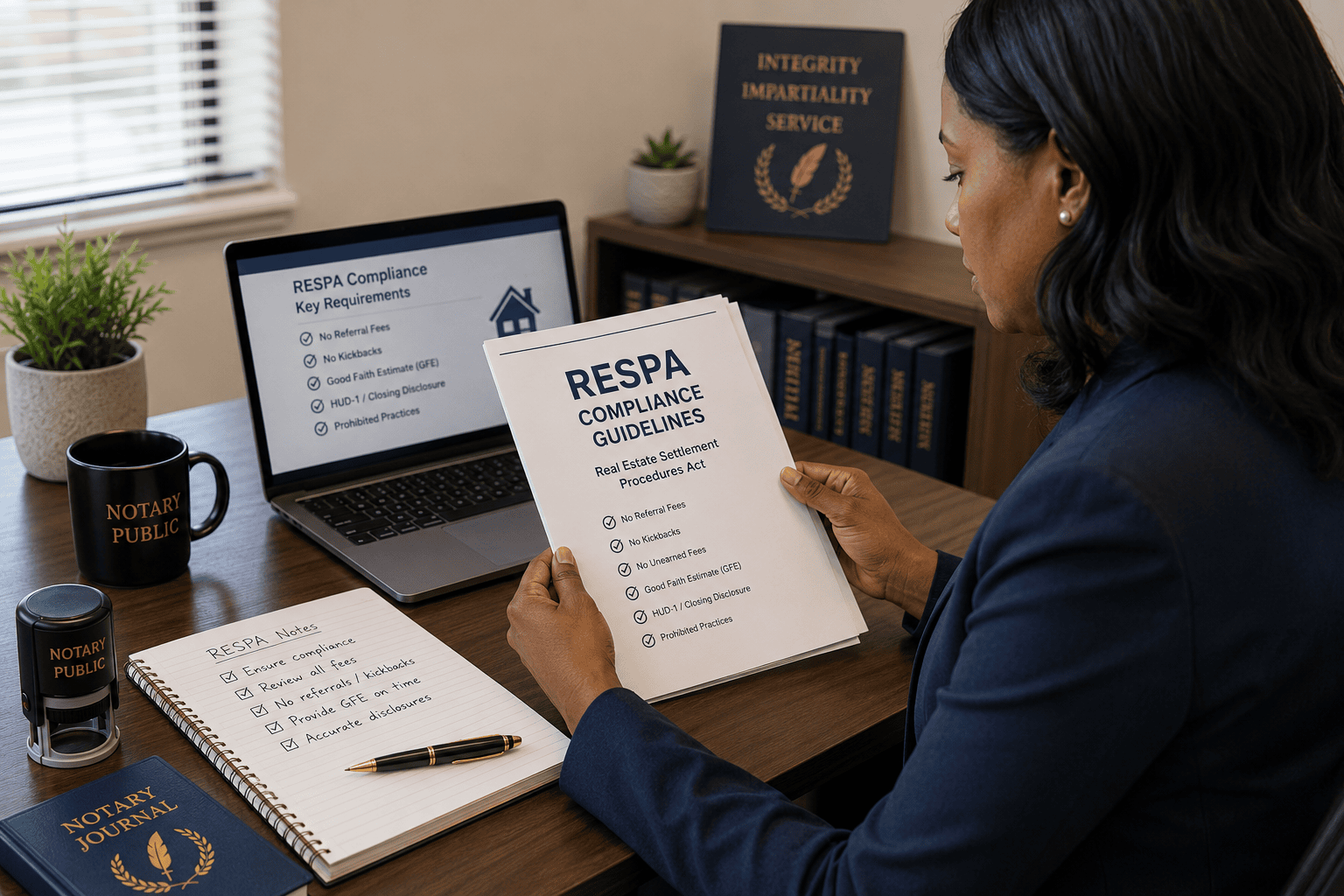 Notary public reviewing RESPA compliance guidelines